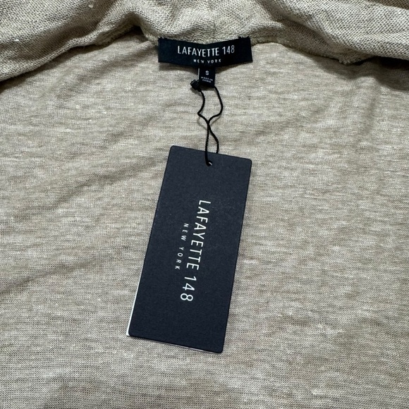 Lafayette 148 Linen Waterfall Vest Cardigan Tan Sleeveless Women’s Small - Picture 6 of 7